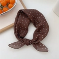 Dunkelbraunes Baumwoll-Leinen-Vierecktuch mit hellblauen und weißen Polka-Dot-Mustern - Einheitsgröße / Gemischte Punkte Braun