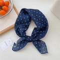 Dark blue cotton linen hair tie with white polka dots and a stylish bow design - 55*55CM / Navy Blue Polka Dot
