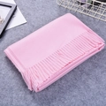 Soft thick cashmere-like scarf in pastel pink featuring fringe details and warm texture - Hot Pink