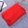 Thick warm winter cashmere scarf in red color featuring classic tassel fringe details - Red