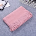 Thick autumn winter soft pink cashmere pashmina shawl with fringe for women - Baby Pink