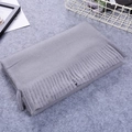 Thick autumn winter faux cashmere scarf in grey with elegant tassel fringe details - Light Gray