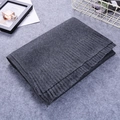 Thick dark grey cashmere-style knit scarf with ribbed texture for winter warmth - Gray
