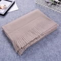 Thick warm light brown cashmere-like scarf with fringe detail for autumn and winter - Off White