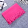 Soft thick cashmere-like scarf in rose pink color with elegant fringe tassels - Rose Red