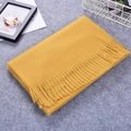 Thick warm cashmere-like winter scarf in bright yellow with fringe detail - Ginger Yellow