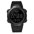 Men's large digital sports watch with black silicone strap and negative display screen - 9001F Black