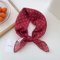 Red retro polka dot cotton linen square scarf with brand tag for summer styling - 55*55CM / Red Polka Dot
