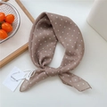 Brown cotton linen scarf with white polka dots and natural knot detail - 55*55CM / Khaki Polka Dot