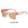 Lunettes de soleil œil-de-chat carrées avec monture rose dégradé et verres thé - Monture Rose Dégradé Verres Thé