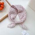 White cotton linen bandana with red polka dots and premium brand woven label - 55*55CM / Pink Polka Dot