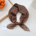 Dark brown polka dot cotton linen headband with a knotted bow design and tag - 55*55CM / Brown Polka Dot