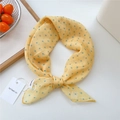 Yellow polka dot cotton linen square scarf with blue dots for summer styling - 55*55CM / Yellow Polka Dot