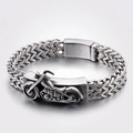 Bracelet motard vintage en acier inoxydable avec relief de moteur pour homme - Style Relief de Moto Argent Rétro