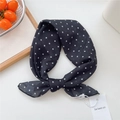 Polka dot cotton linen headscarf in black and white pattern for women - 55*55CM / Black Polka Dot