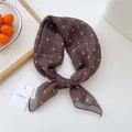 Brown floral cotton linen square scarf with vintage geometric pattern and brand tag - 55*55CM / Brown Geometric Petal