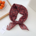 Elegant dark red cotton-linen scarf featuring white floral patterns and premium tag - 55*55CM / Red Geometric Petal