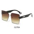 Gafas de sol cuadradas sin montura con lentes degradadas té y patillas con aberturas - Té Degradado
