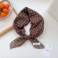 Brown cotton-linen square scarf featuring blue diamond patterns and beige floral accents - 55*55CM / Brown Geometric Daisy