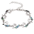 Silver dolphin bracelet featuring colorful abalone shell inlay and adjustable link chain - Jumping Dolphin Style (9)