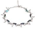 Silbernes Delphin-Armband mit bunten Einlagen aus Abalone-Muschel und Karabiner - Delfin