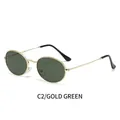 Gafas de sol ovaladas vintage con montura dorada y lentes verdes de estilo retro punk - Marco Dorado Lentes Verde Oscuro (C2)