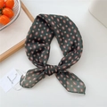 Dark green silk neck scarf with orange geometric diamond pattern and elegant knotted styling - 55*55CM / Green Geometric Daisy