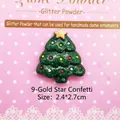 Accessoire DIY sapin de Noël en résine vert foncé avec paillettes colorées 2,4x2,7cm - 9-Étoile d'or à pois