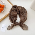 Brown paisley cotton-linen scarf with elegant knot styling and brand tag detail - Plaid Paisley Brown