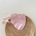 Detail of pink breathable sun mask with adjustable ear loops and ventilation holes - Pink