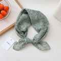 Light green paisley print cotton-linen feel square neck scarf with detailed floral patterns - Plaid Paisley Green