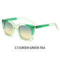 Square oversized sunglasses with transparent green frames and green tea gradient lenses - Transparent Green Frame Green Yellow Lens