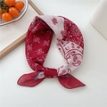 Red and white paisley square scarf with butterfly pattern and soft cotton texture - Cotton Colorblock Paisley Red