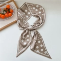 Sciarpa sottile color oro champagne a pois bianchi da donna per collo o borsa - Splicing a Pois Cachi