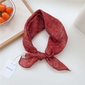 Deep red paisley cotton-linen feel square scarf featuring retro white patterns - Plaid Paisley Red