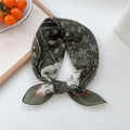 Square paisley cotton scarf in dark green and beige, lightweight breathable accessory - Cotton Colorblock Paisley Green