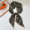 Elegant dark green paisley and polka dot long satin silk scarf for neck accessory - Green Paisley Polka Dot