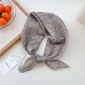 Light beige paisley print square scarf with vintage pattern and brand tag detailing - Plaid Paisley Light Coffee