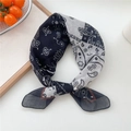 Breathable paisley bandana scarf in black and white tied knot for styling - Cotton Colorblock Paisley Black