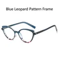 Montatura cat-eye con motivo leopardo blu e stanghette TR90 blu trasparente - Montatura Leopardo Blu