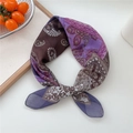 Elegant purple paisley cotton linen square scarf with vintage pattern for women - Cotton Painted Grid Paisley Purple
