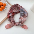 Vintage paisley pattern square neck scarf in deep red and purple floral chiffon silk - Cotton Large Flower Pink