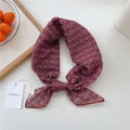 Polka dot silk scarf in red and blue geometric print with vintage aesthetic tied detail - Grid Floral Red
