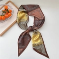 Brown and yellow paisley silk twilly scarf with dot pattern on white surface - Grid Yellow Paisley