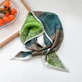 Paisley pattern skinny silk scarf in green and brown mix for women neck hair wrap - Grid Green Paisley