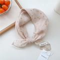 Light pink semi-transparent polka dot scarf with brown dots and brand tag for styling - Gradient Polka Dot Yellow