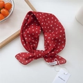 Chic red polka dot cotton linen square scarf and headband with white circle patterns - Pebble Pattern Red