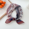 Japanese style paisley cotton linen scarf for women in burgundy and navy blue tones - Cotton Feather Paisley Beige