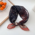 Retro paisley cotton linen small square scarf with breathable floral print pattern - Cotton Feather Paisley Black
