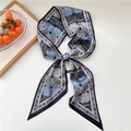Blue and black geometric hexagonal print long silk scarf tied in a stylish decorative knot - Tree Pattern Black